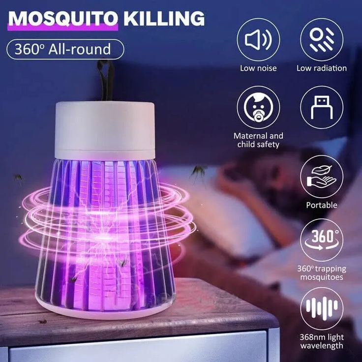 2-in-1 Electric Mosquito Killer Lamp & LED Night Light | USB Rechargeable Bug Zapper for Bedroom, Patio, and Outdoor Camping